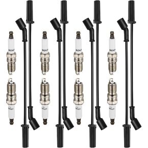 BDFHYK 41-162 Spark Plugs & 19206447, 748UU Spark Plug Wires, High performance Spark Plug Wire Set Compatible With Buick Cadillac Chevy GMC Hummer