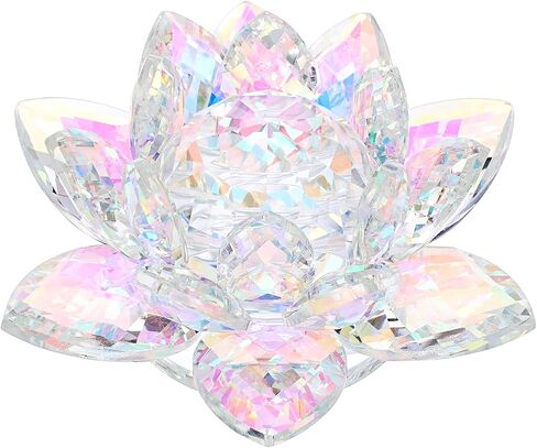 OwnMy Sparkle Crystal Lotus Flower Figurines Decorative Lotus Flower Ornament, Glass Lotus Feng Shui Decor Crystal Lotus Flower Paperweight Lotus Decor for Tabletop Centerpiece Home Office (5 Inch) in Saudi Arabia