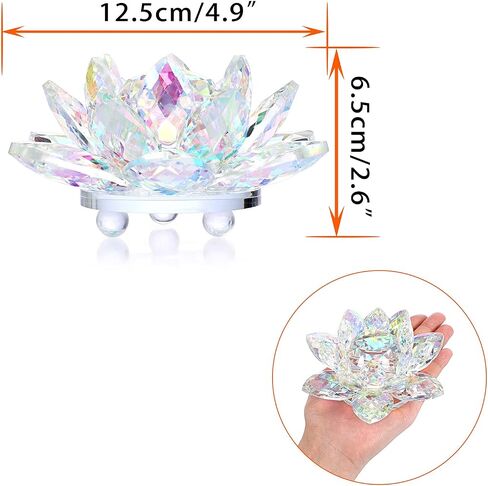 OwnMy Sparkle Crystal Lotus Flower Figurines Decorative Lotus Flower Ornament, Glass Lotus Feng Shui Decor Crystal Lotus Flower Paperweight Lotus Decor for Tabletop Centerpiece Home Office (5 Inch) in Saudi Arabia
