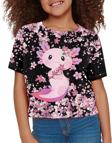 4th of July Shirt for Girls 7-8 Years US Flag Crop Tops Kids Outfit Independent Day Graphic Tee- in Saudi Arabia