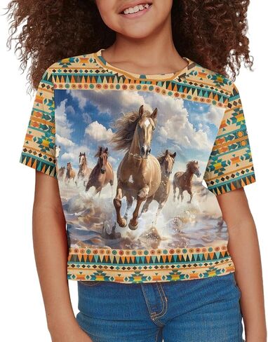 4th of July Shirt for Girls 7-8 Years US Flag Crop Tops Kids Outfit Independent Day Graphic Tee- in Saudi Arabia