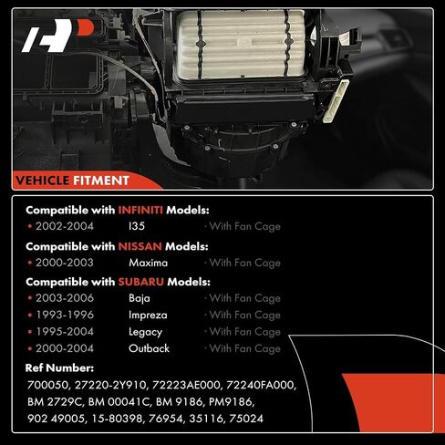 A-Premium HVAC Heater Blower Motor Assembly Compatible with Infiniti, Nissan & Subaru Vehicles - I30, I35, Maxima, Baja, Impreza, Legacy, Outback - Front Side, Replace# 27220-2Y910, 72223AE000 in Saudi Arabia