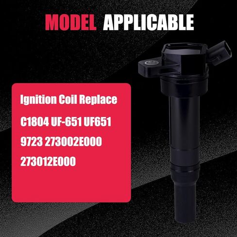 ملف الإشعال C1804 UF651 مع قابس شرارة 9723 متوافق مع 1.8 2.0 L4 Hyundai Elantra Tucson Kia Forte Soul استبدال 273002E000 273012E000 (مجموعة من 4) in Kuwait