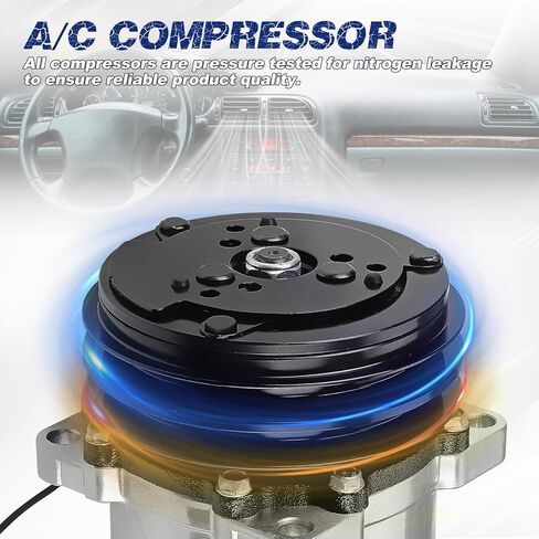 HC5001C AC Compressor with Clutch Compatible with Sanden 508 AC Compressor 2-Groove V-Belt Black Clutch HC5001C, Chrome, Replace OE Number HC5001C in Kuwait