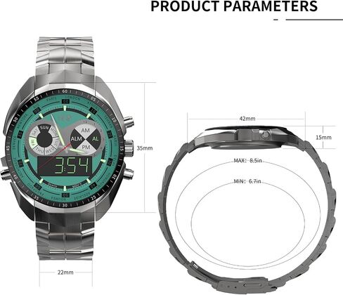 ساعات TVG الرقمية التناظرية الفاخرة للرجال التناظرية كوارتز كرونوغراف 3ATM مقاومة للماء ساعات معصم رجالية للعمل كاجوال مع حزام من الفولاذ المقاوم للصدأ للرجال (أخضر) in Saudi Arabia