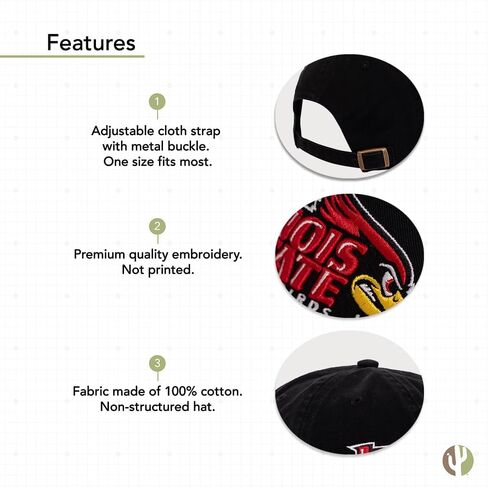 Desert Cactus Illinois State University Baseball Hat Redbirds ISU Brimmed Embroirderd Cap Adjustable Cloth Strap Adult (Style B) in Saudi Arabia