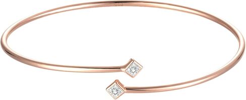 Moissanite Bangle - Gold Plated 925 Sterling Silver Bracelet for Women - 7" or Below Wrist, D Color, VVS1-2, Princess Cut - Minimalist Dainty Jewelry - Thin Gold Cuff for Women in Saudi Arabia