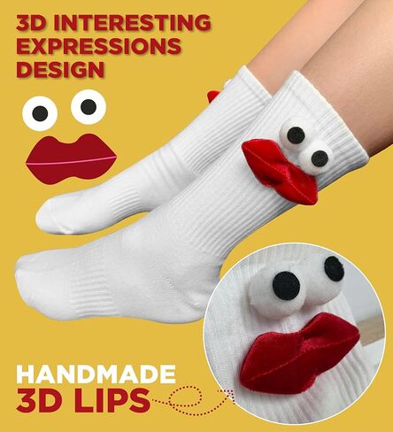 زوجان من الجوارب المضحكة للتقبيل المغناطيسي، جوارب مضحكة بيضاء للأزواج، جوارب مضحكة هدايا للرجال والنساء والأولاد والبنات، هدايا جوارب ممتعة وهدايا العطلات in Kuwait