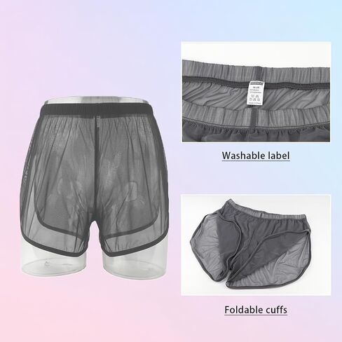 Mens Sexy Underwear Transparent Boxer Briefs Shorts Ultra Thin Split Side Mesh See Through Sexy Underpants in Saudi Arabia