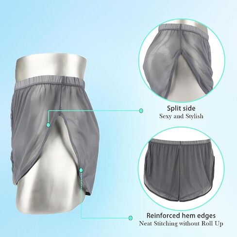 Mens Sexy Underwear Transparent Boxer Briefs Shorts Ultra Thin Split Side Mesh See Through Sexy Underpants in Saudi Arabia