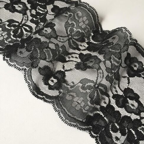 LaceRealm 5.5 inch Wide White Lace Trim Ribbon with Floral Pattern for Decorative Bridal Wedding Lace DIY Making Sewing Accessory-10 Yards (6822 White) in Kuwait