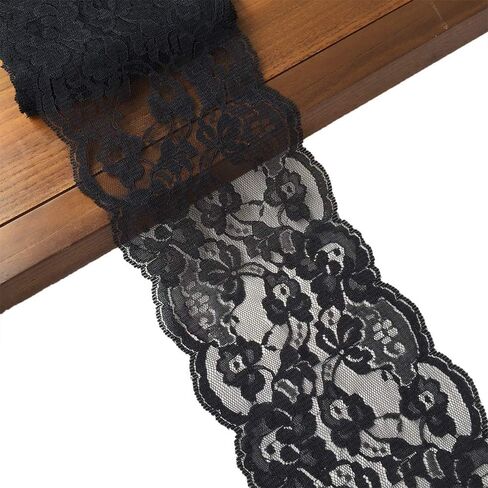 LaceRealm 5.5 inch Wide White Lace Trim Ribbon with Floral Pattern for Decorative Bridal Wedding Lace DIY Making Sewing Accessory-10 Yards (6822 White) in Kuwait