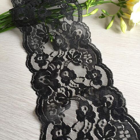 LaceRealm 5.5 inch Wide White Lace Trim Ribbon with Floral Pattern for Decorative Bridal Wedding Lace DIY Making Sewing Accessory-10 Yards (6822 White) in Kuwait