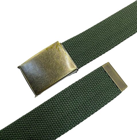 Canvas Belt Web Belt Military Belt Golf Belt with Antique Brass Flip-Top Buckle and Tip Waist size Up to 45" Long in Kuwait
