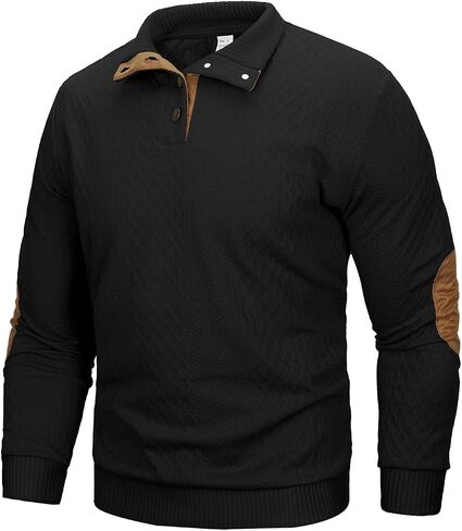 MANLUODANNI Men's Sweater Lightweight Knitted Mock Neck Button Quilted Pullover Sweaters Long Sleeve Jumper in Kuwait