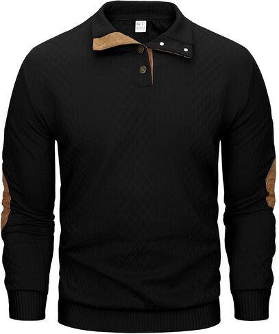 MANLUODANNI Men's Sweater Lightweight Knitted Mock Neck Button Quilted Pullover Sweaters Long Sleeve Jumper in Kuwait