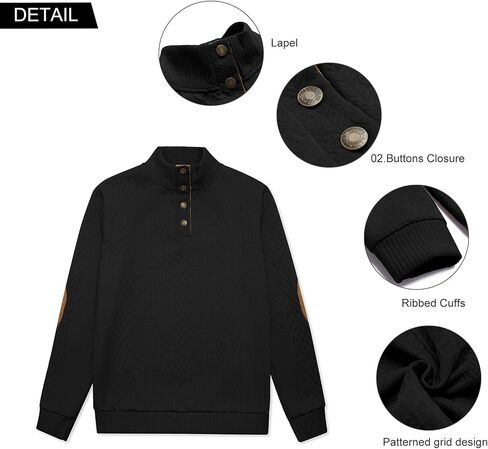 MANLUODANNI Men's Sweater Lightweight Knitted Mock Neck Button Quilted Pullover Sweaters Long Sleeve Jumper in Kuwait