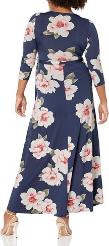 HELLO MIZ Women's Faux Wrap Maxi Maternity Dress with Belt - Made in USA in Kuwait