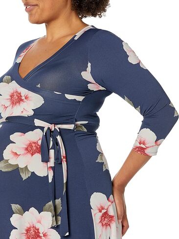 HELLO MIZ Women's Faux Wrap Maxi Maternity Dress with Belt - Made in USA in Kuwait