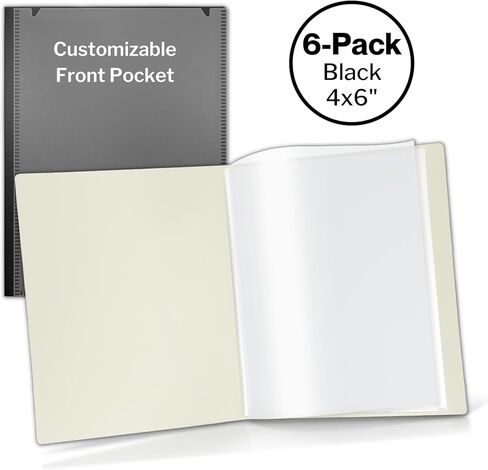 CRANBURY Small Photo Album 4x6 (Black) - 6-Pack 4 x 6 Photo Book Album, Each Shows 48 Pictures, Mini Picture Album Binder with Customizable Album Cover, Baby Photo Albums with 4x6 Photo Sleeves in Saudi Arabia