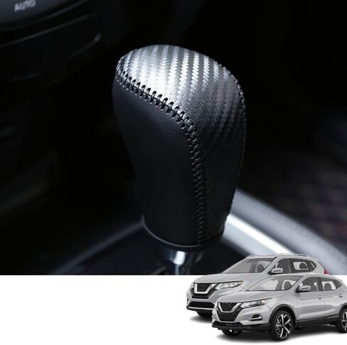 ملحقات داخلية مخصصة لسيارة Nissan Rogue Rogue Sport Altima Frontier Murano Pathfinder Sentra غطاء مقبض ناقل الحركة الأوتوماتيكي من الجلد، أحذية ناقل الحركة غمد رافعة (غرز حمراء) in Kuwait