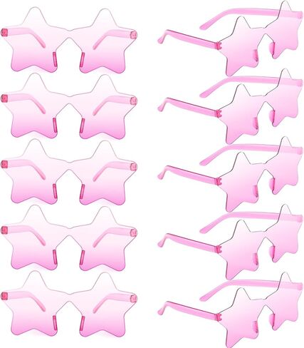 10/20/30/40 Pack Star Sunglasses Rimless Transparent Pentagram Shaped Sunglasses Bulk Party Favor Glasses for Women (20, Yellow) in Kuwait