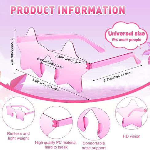 10/20/30/40 Pack Star Sunglasses Rimless Transparent Pentagram Shaped Sunglasses Bulk Party Favor Glasses for Women (20, Yellow) in Kuwait