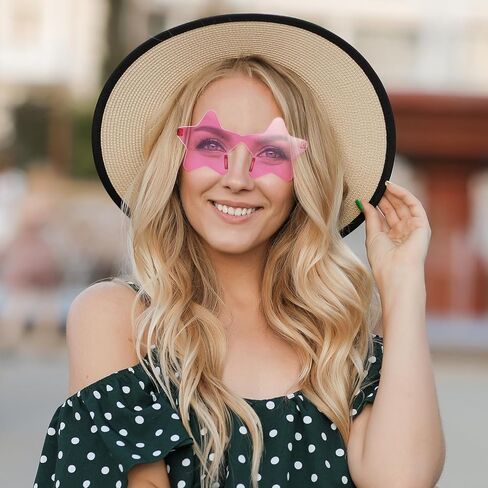 10/20/30/40 Pack Star Sunglasses Rimless Transparent Pentagram Shaped Sunglasses Bulk Party Favor Glasses for Women (20, Yellow) in Kuwait