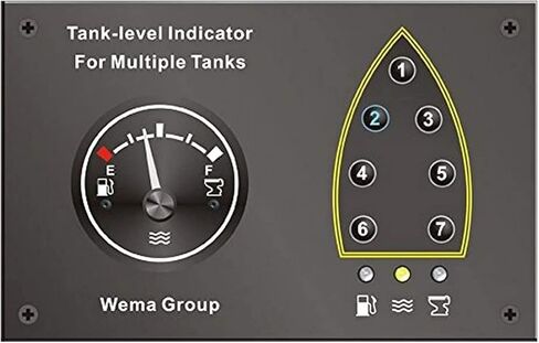 لوحة قياس KUS CP7-B - خزان الماء والوقود والخزان متعدد الخزان (7 خزان) لوحة قياس، 240-33 أوم، 5 5/8 بوصة × 3 3/8 بوصة (136 مم × 80 مم) مع إضاءة خلفية in Kuwait