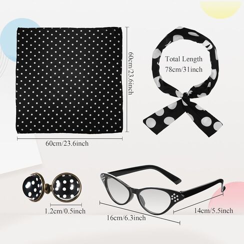 1950s القلطي تنورة طقم ملابس للأطفال الفتيات 4-12 سنة تنورة وشاح حزام جورب نظارات عقال القرط in Kuwait