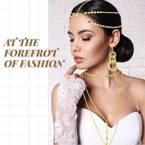 Batiyeer 5 قطع 70s ديسكو إكسسوارات ملابس النساء 70s مجوهرات زي مجموعة ديسكو أقراط النظارات الشمسية يد الرأس للنساء ذهبي (ذهبي) in Kuwait