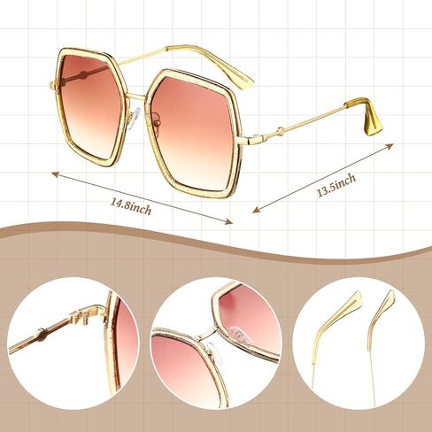 Batiyeer 5 قطع 70s ديسكو إكسسوارات ملابس النساء 70s مجوهرات زي مجموعة ديسكو أقراط النظارات الشمسية يد الرأس للنساء ذهبي (ذهبي) in Kuwait