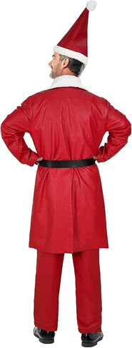 Mens Christmas Santa Claus Leather Suit Red Jacket Movie Cosplay Costume Outfit in Saudi Arabia