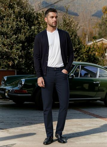 ETHANOL Mens Slim Hyper Stretch Motion Free Five Pockets Denim Pants in Kuwait