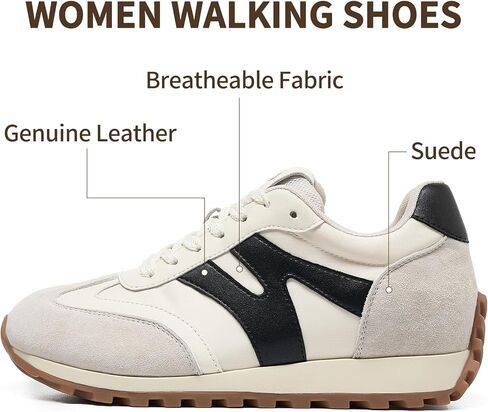 somiliss Wide Toe Sneakers for Women Breathable Fabric Leather Suede Upper Non-Slip PU TPR Outsole Walking Shoes Tennis Running Fashion Sneakers in Saudi Arabia