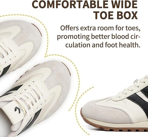 somiliss Wide Toe Sneakers for Women Breathable Fabric Leather Suede Upper Non-Slip PU TPR Outsole Walking Shoes Tennis Running Fashion Sneakers in Saudi Arabia