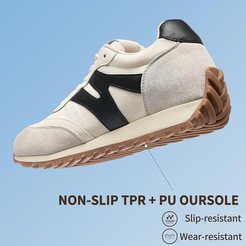 somiliss Wide Toe Sneakers for Women Breathable Fabric Leather Suede Upper Non-Slip PU TPR Outsole Walking Shoes Tennis Running Fashion Sneakers in Saudi Arabia