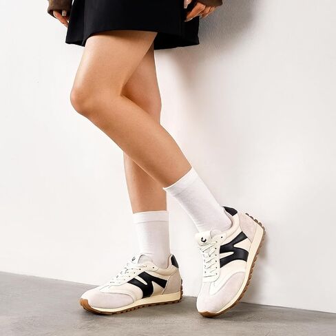 somiliss Wide Toe Sneakers for Women Breathable Fabric Leather Suede Upper Non-Slip PU TPR Outsole Walking Shoes Tennis Running Fashion Sneakers in Saudi Arabia
