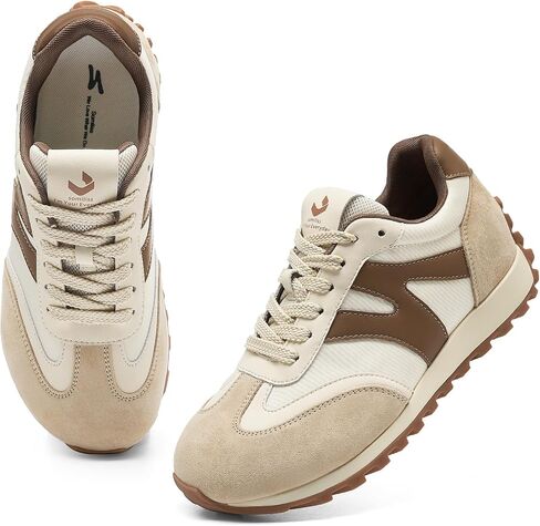 somiliss Wide Toe Sneakers for Women Breathable Fabric Leather Suede Upper Non-Slip PU TPR Outsole Walking Shoes Tennis Running Fashion Sneakers in Saudi Arabia