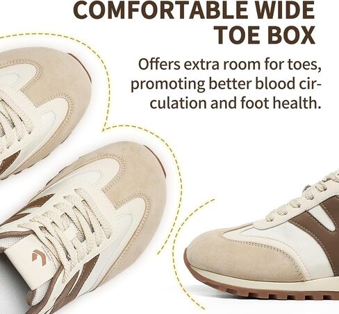 somiliss Wide Toe Sneakers for Women Breathable Fabric Leather Suede Upper Non-Slip PU TPR Outsole Walking Shoes Tennis Running Fashion Sneakers in Saudi Arabia