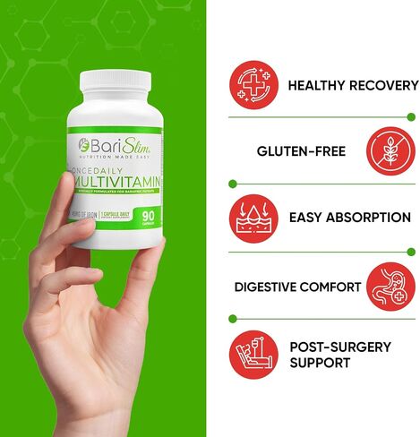 BariSlim Once Daily Bariatric Multivitamin Capsule - 45mg of Iron - Bariatric Vitamin & Supplement for Post Bariatric Surgery Including Gastric Bypass & Gastric Sleeve | 90 Day Supply in Kuwait