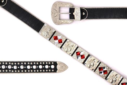 Genuine Leather Western Belt for Men And Women Big Rhinestones With Engraved Buckle For Cowboys and Cowgirls Country Style in Saudi Arabia