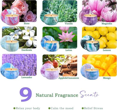 9 Pack Candles for Home Scented Aromatherapy Candles Gifts Set for Women Soy Wax Long Lasting Jar Candles Bulk for Mom Wife Girlfriend Valentine Birthday Christmas Mother's Thanksgiving Day Present in Saudi Arabia