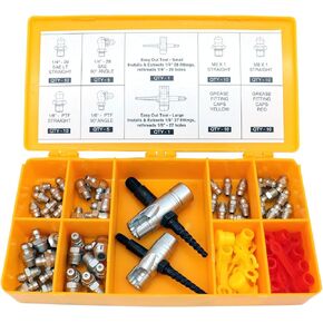LockNLube Complete Grease Fitting Replacement Kit - SAE and metric Zerks, multi-tools, fitting caps
