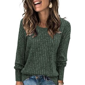 JomeDesign Womens Swaeters Crewneck Long Sleeve Shirts for Women Loose Casual Tunic Tops Fashion 2024