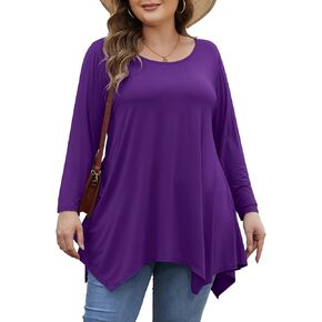 BELAROI Plus Size Tops for Women 3/4 Sleeve Tunic to Wear with Leggings Fall Shirts Casual Swing Blouse Loose Fit