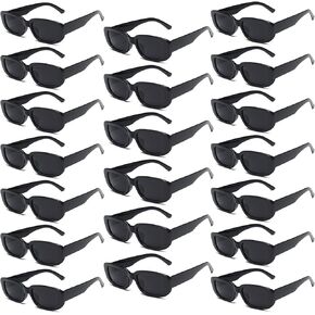 YQVIE 20 Pack Wholesale Black Rectangle Sunglasses for Men Women in Bulk 70s Retro Cheap Small Glasses for Party Supplies (20Black)