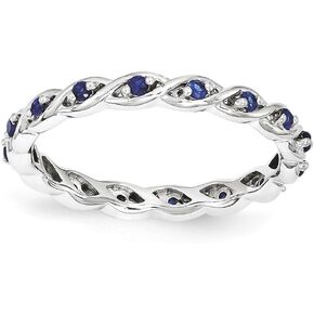 Solid 925 Sterling Silver Stackable Expressions Simulated Sapphire Ring (2.5mm)
