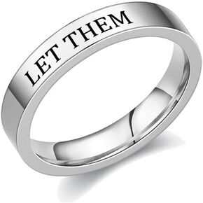 Q&D&S Let Them Ring Stainless Steel Stackable Rings Inspirational Friendship Gift Jewelry for Women