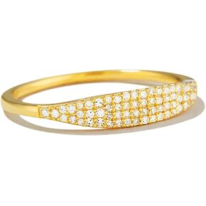 Aojun 14K Gold Vermeil S925 Sterling Silver CZ Simulated Diamond Wedding Band Ring Eternity Statement Stackable Ring for Women